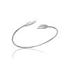 Open Bangle FLORA in rhodium-plated silver