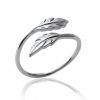 Open ring FLORA in rhodium-plated silver